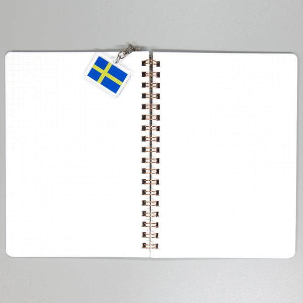 アクリルキーホルダー国旗スウェーデン付きリングノートオーシャン