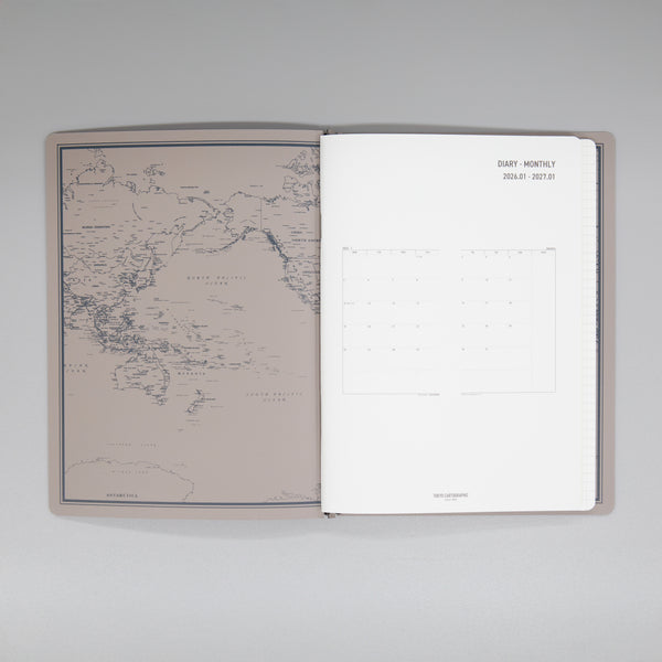 fixieダイアリーノートカバーA5ブラック＋26年度月間ダイアリー・方眼ノートセット