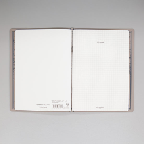 fixieダイアリーノートカバーA5ブラック＋26年度月間ダイアリー・方眼ノートセット