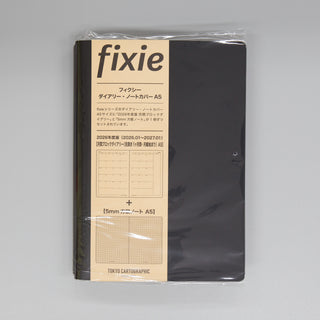 fixieダイアリーノートカバーA5ブラック＋26年度月間ダイアリー・方眼ノートセット