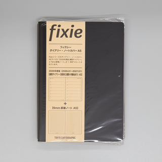 fixieダイアリーノートカバーA5ブラック＋26年度週間ダイアリー・横罫ノートセット