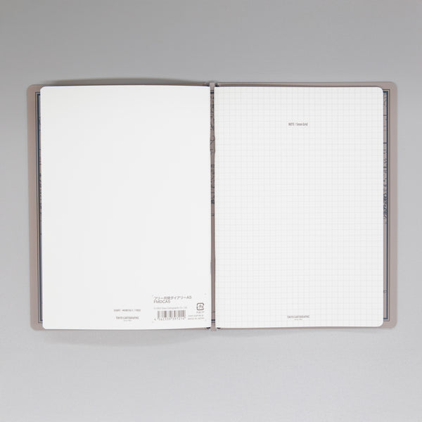 fixieダイアリーノートカバーA5ブラック＋フリー月間ダイアリー・方眼ノートセット