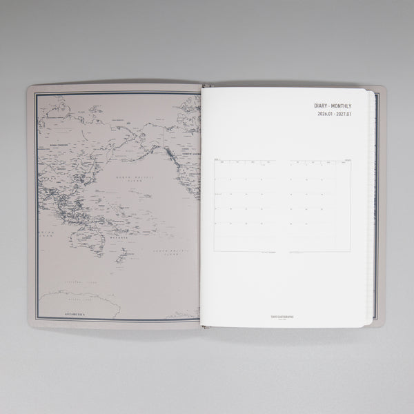 fixieダイアリーノートカバーA5キャメル＋26年度月間ダイアリー・方眼ノートセット