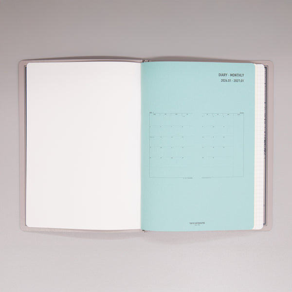 fixieダイアリーノートカバーA5キャメル＋26年度月間ダイアリー・方眼ノートセット