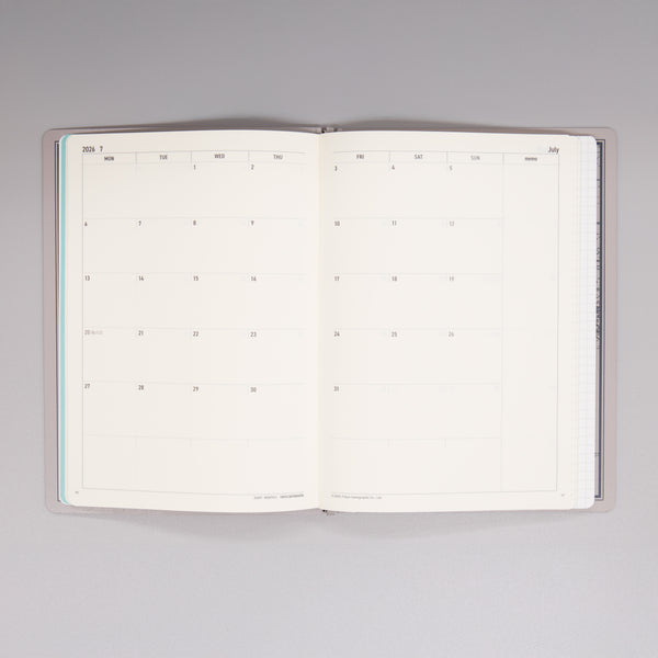 fixieダイアリーノートカバーA5キャメル＋26年度月間ダイアリー・方眼ノートセット