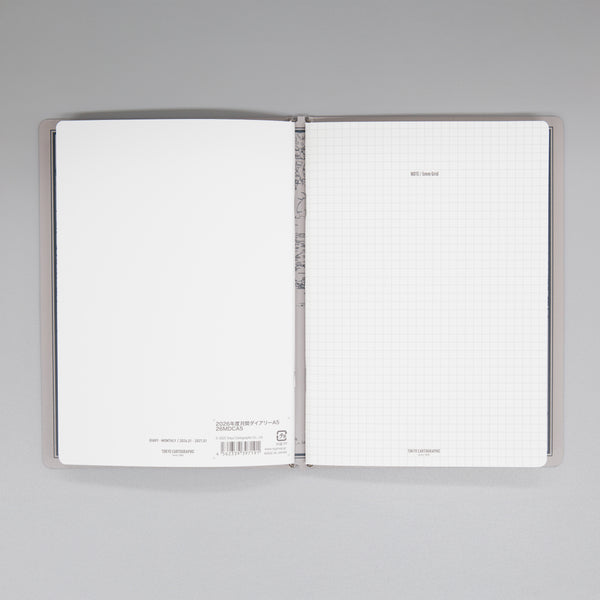 fixieダイアリーノートカバーA5キャメル＋26年度月間ダイアリー・方眼ノートセット