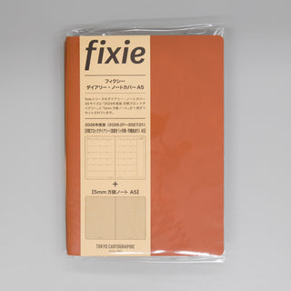 fixieダイアリーノートカバーA5キャメル＋26年度月間ダイアリー・方眼ノートセット