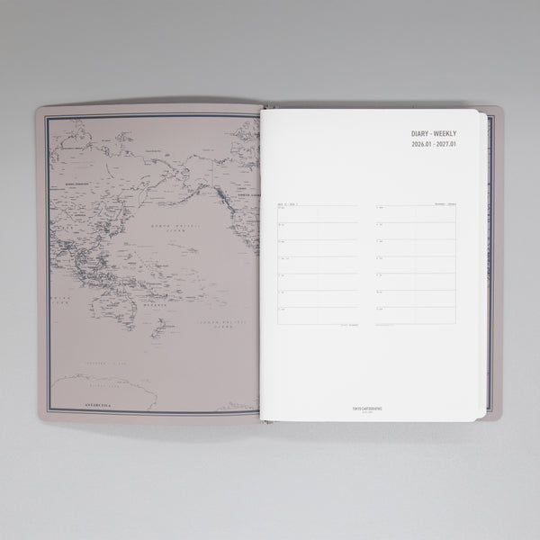 fixieダイアリーノートカバーA5キャメル＋26年度週間ダイアリー・横罫ノートセット