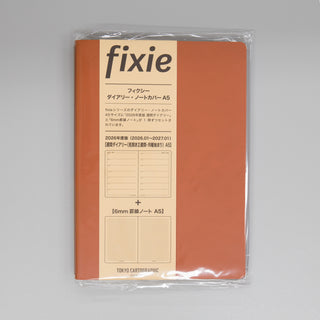 fixieダイアリーノートカバーA5キャメル＋26年度週間ダイアリー・横罫ノートセット