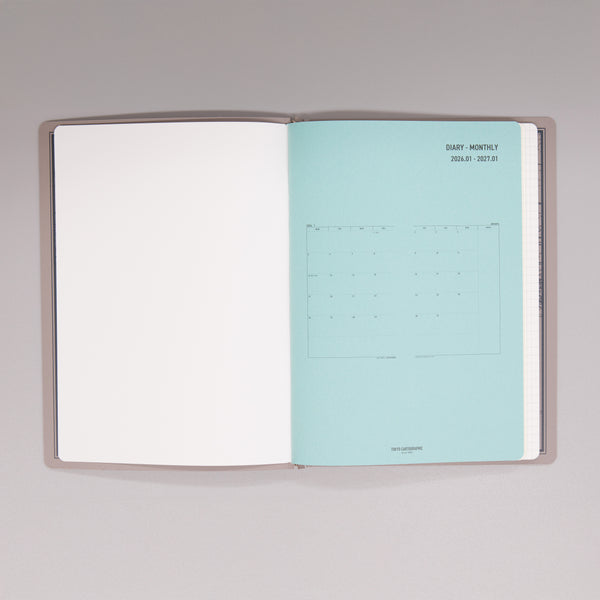 fixieダイアリーノートカバーA5ホワイト＋26年度月間ダイアリー・方眼ノートセット