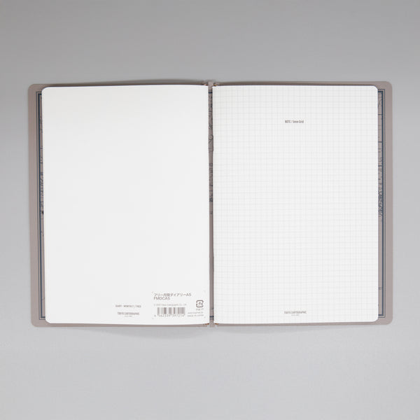fixieダイアリーノートカバーA5ホワイト＋フリー月間ダイアリー・方眼ノートセット