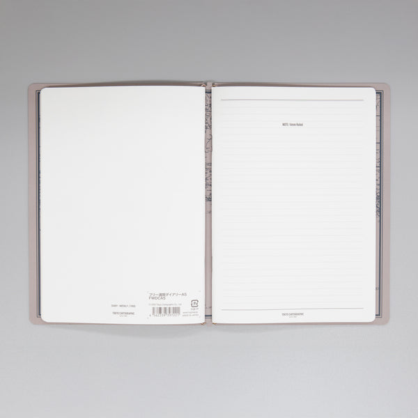 fixieダイアリーノートカバーA5ホワイト＋フリー週間ダイアリー・横罫ノートセット