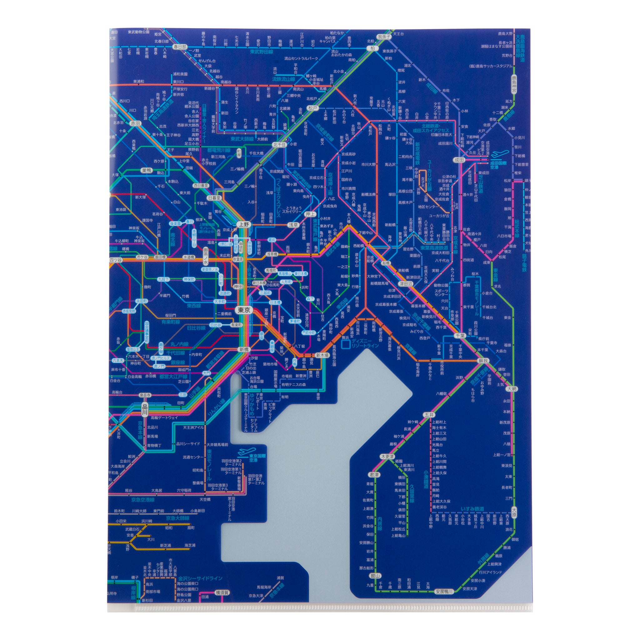 鉄道路線図クリアファイル首都圏日本語ブルー | Tokyo Cartographic Co