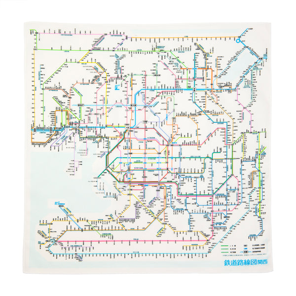 鉄道路線図ハンカチ 関西 日本語